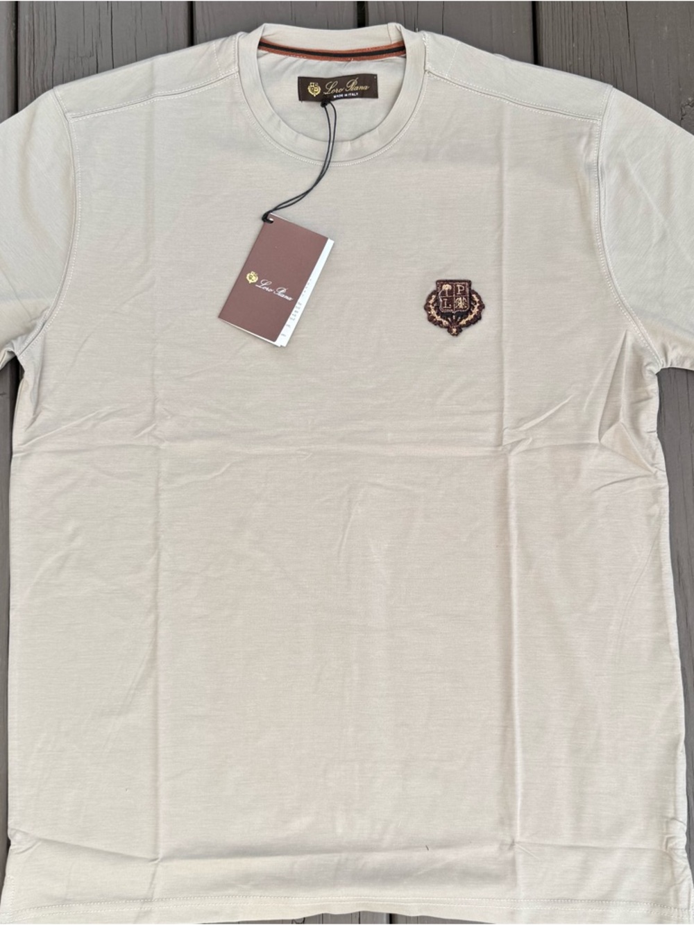 Loro Piana Beige Short-Sleeve Crest Patch Tee